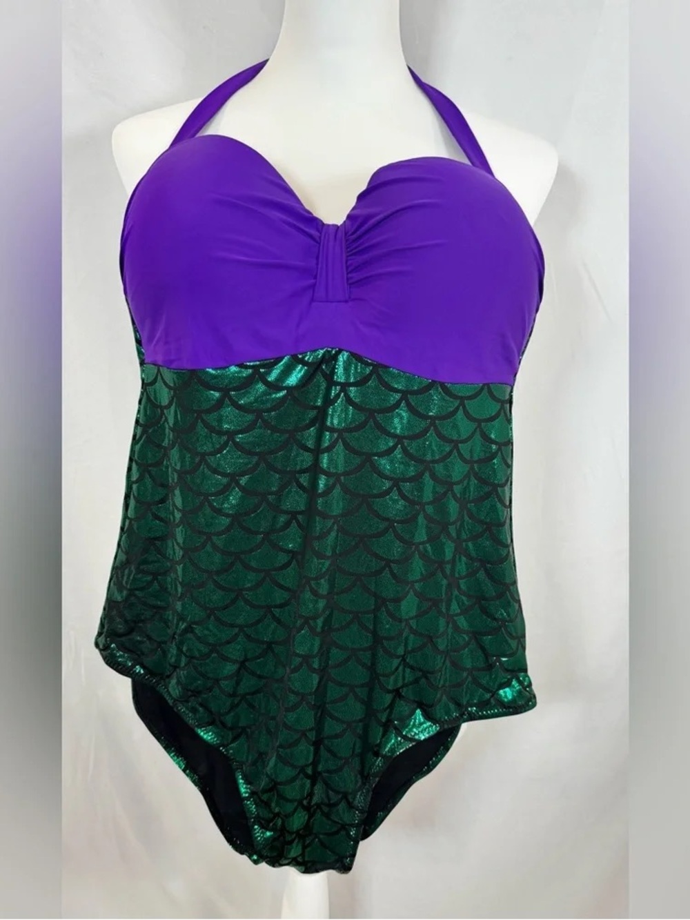 NWOT Purple and Green Mermaid One-Piece Swimsuit XXXL (20) - Picture 3 of 9